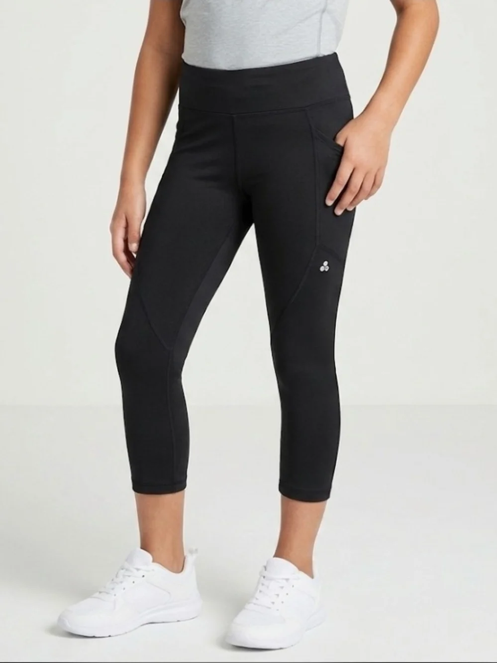 Tek Gear Youth Girls Black Activewear Cropped Leggings-LG (10/12) EUC